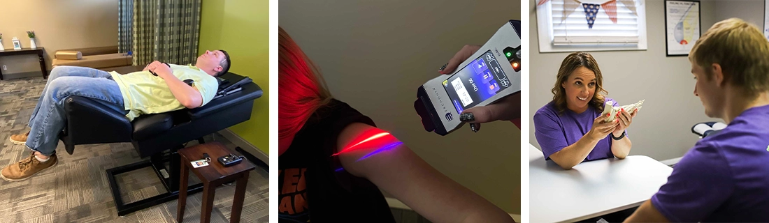 Jess Bruin and treatment equipment at Action Wellness